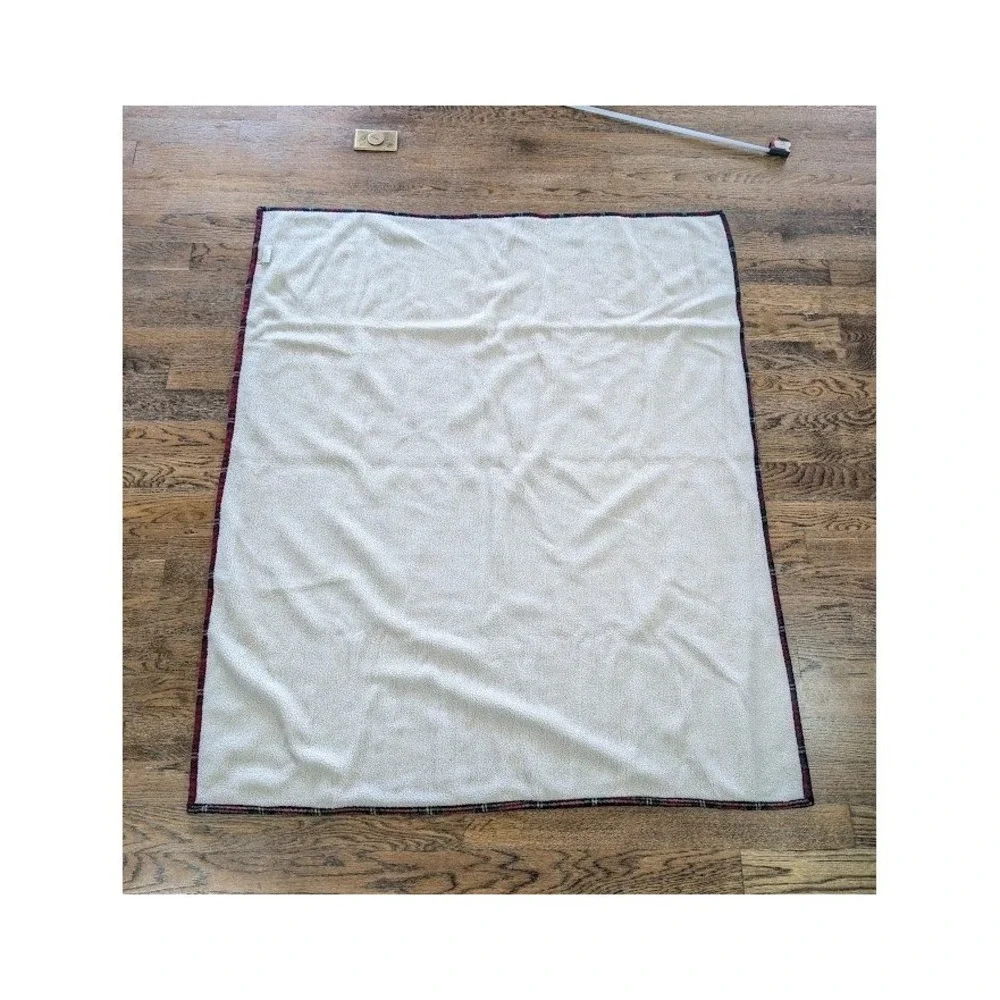 Vtg Woolrich Home Sherpa Fleece Throw Blanket 58x46 Wool Blend Cabin Lodge Plaid